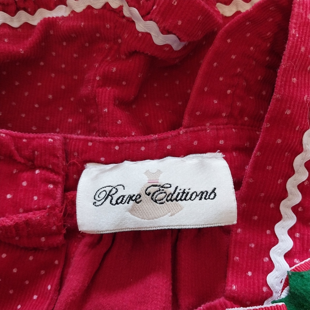 Vtg Rare Editions Girls Size 5 Red Corduroy Candy Cane Christmas Jumper Dress - Picture 9 of 12